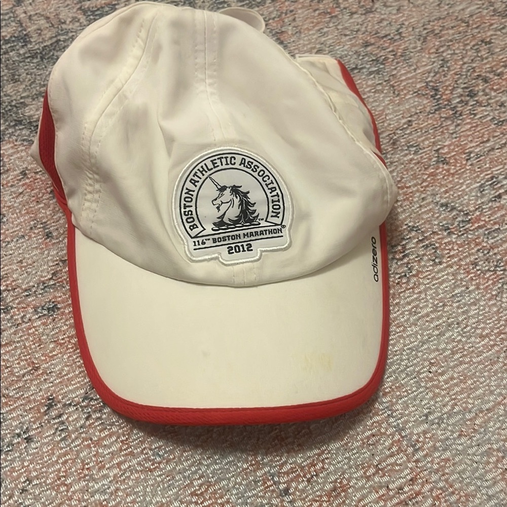 Adidas 2012 Boston Marathon Cap in White and Red